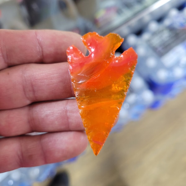 Orange slag glass elko arrowhead #3