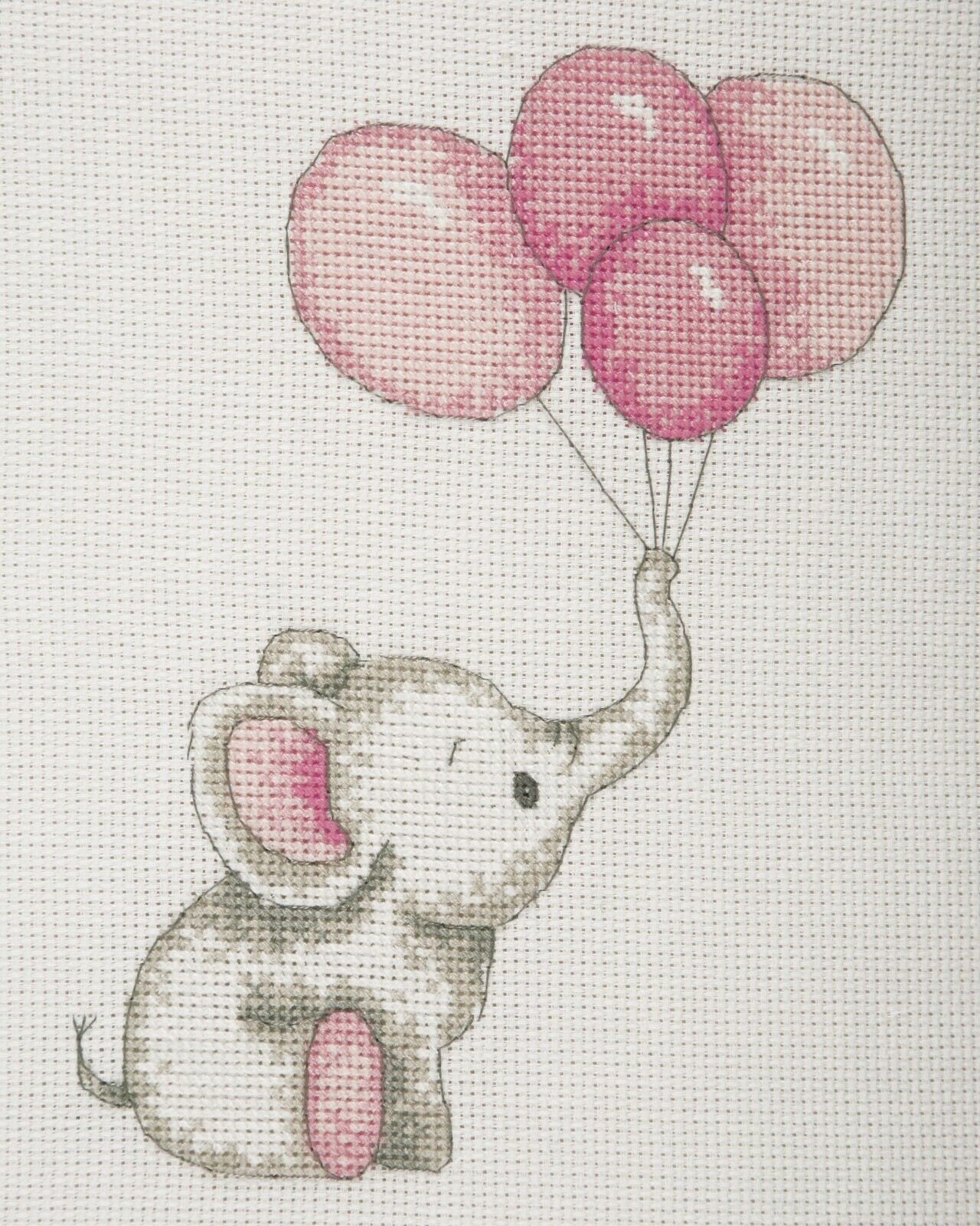 PDF Digital Cross Stitch Pattern Little Pink Elephant Alphabet Balloons  Birth of Girl Maternity Bedside Cot Mother Embroidery Cross Stitch Baby 