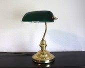 Banker Lamp Art Deco Oversifang Glass Repro 80s