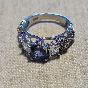 Cocktail ring engagement ring Art Deco Style 925 silver 19 mm