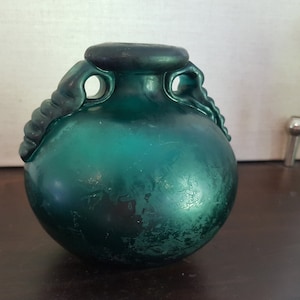 Ichendorf Art Deco Vase turquoise blue glass 60s