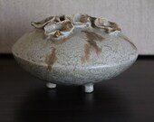 Artful Vintage Multihole Vase Flower Bowl Mushrooms Ikebana 70s