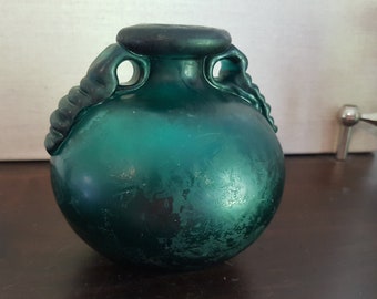 Ichendorf Art Deco Vase turquoise blue glass 60s