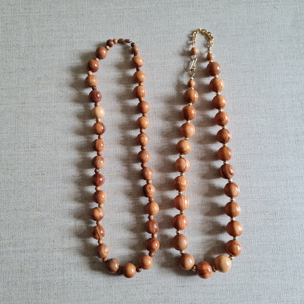 1 pcs collier de perles bois d’olivier majorquin années 80