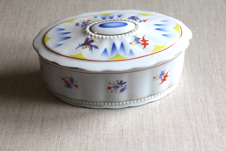 Porcelain Lid Can Spray Decor 20s 30s Art Deco