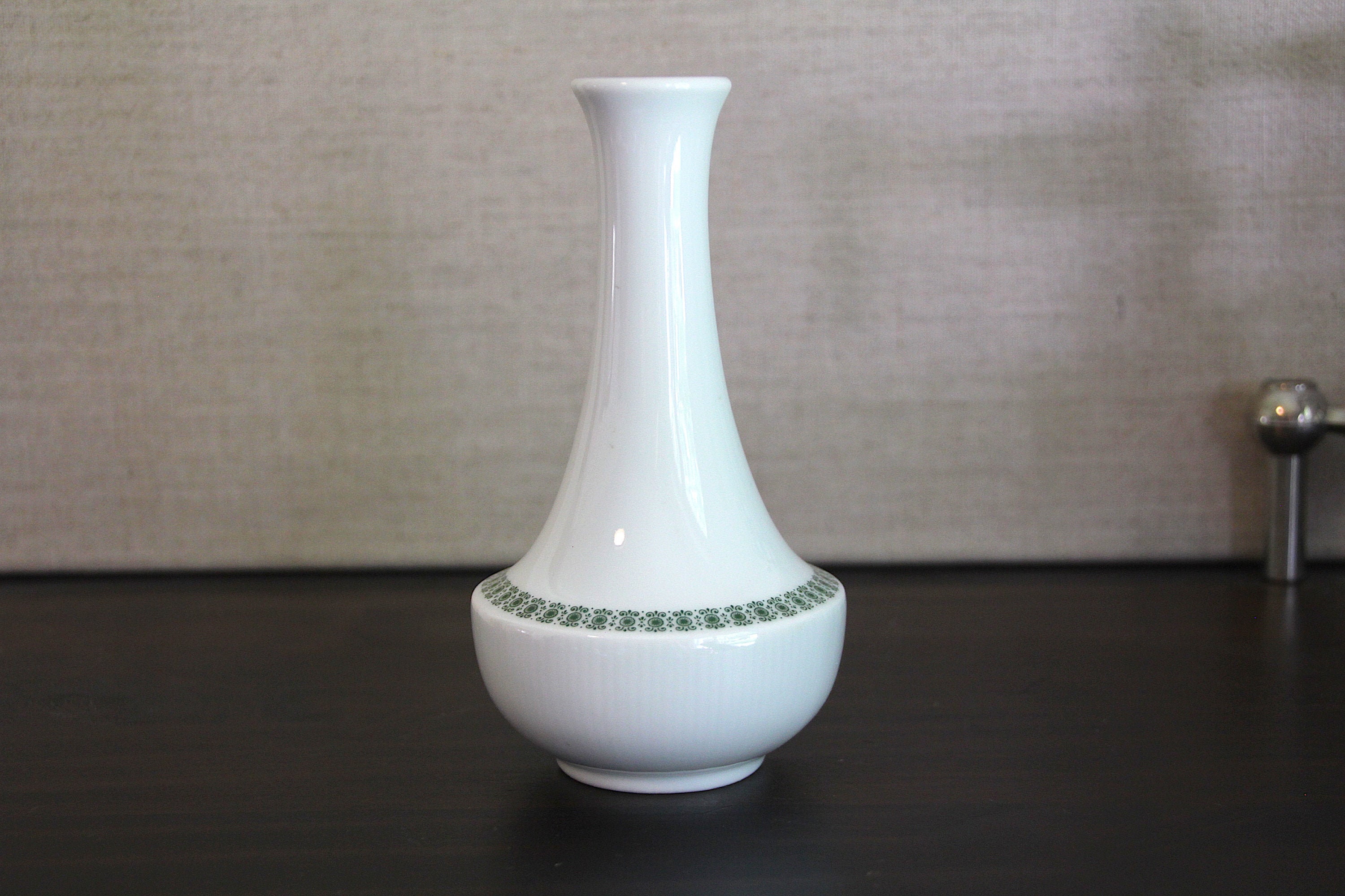 Porcelain Vase Floral Vine Green 70s