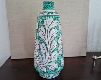 イタリア製陶器の花瓶 フィレンツェ風フルッティーナ柄 室内装飾 青色