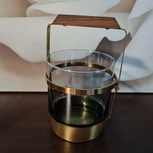 Midcentury Salzstangenhalter Glas Teak 60er Jahre