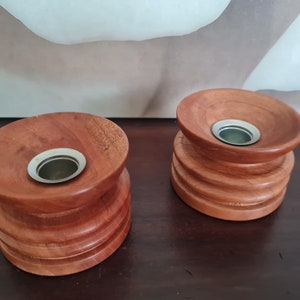 Set of candlesticks wood 70s