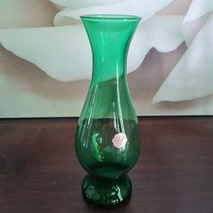 Vase midcentury glass Italy green 50s 60s