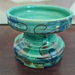 Allgäu Ceramic Candle Holder Majolica 70s