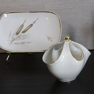 Set Gemstone Porcelain Basket 50s and Plate PMR Bavaria Jaeger & Co.