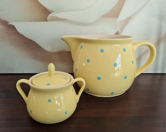 Jug and sugar pot fireproof milk jug Polkadots 50s rarity