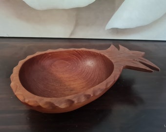 Bowl wooden pineapple offering bowl midcentury