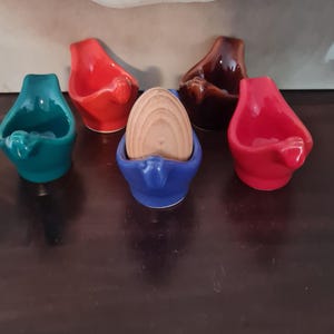 Set of egg cups ceramic chickens 70s