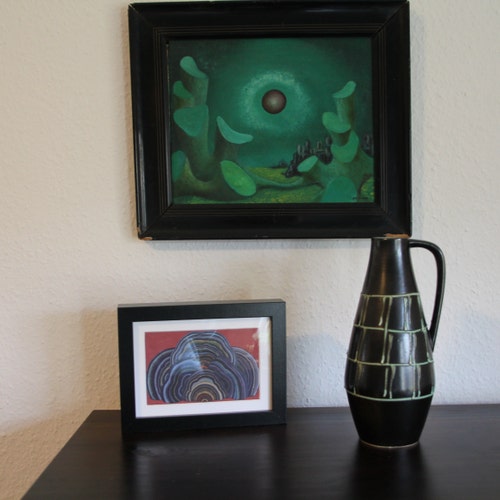 1840年代 アールデコエナメル彩燕紋小瓶 ウランガラス アンティーク0907