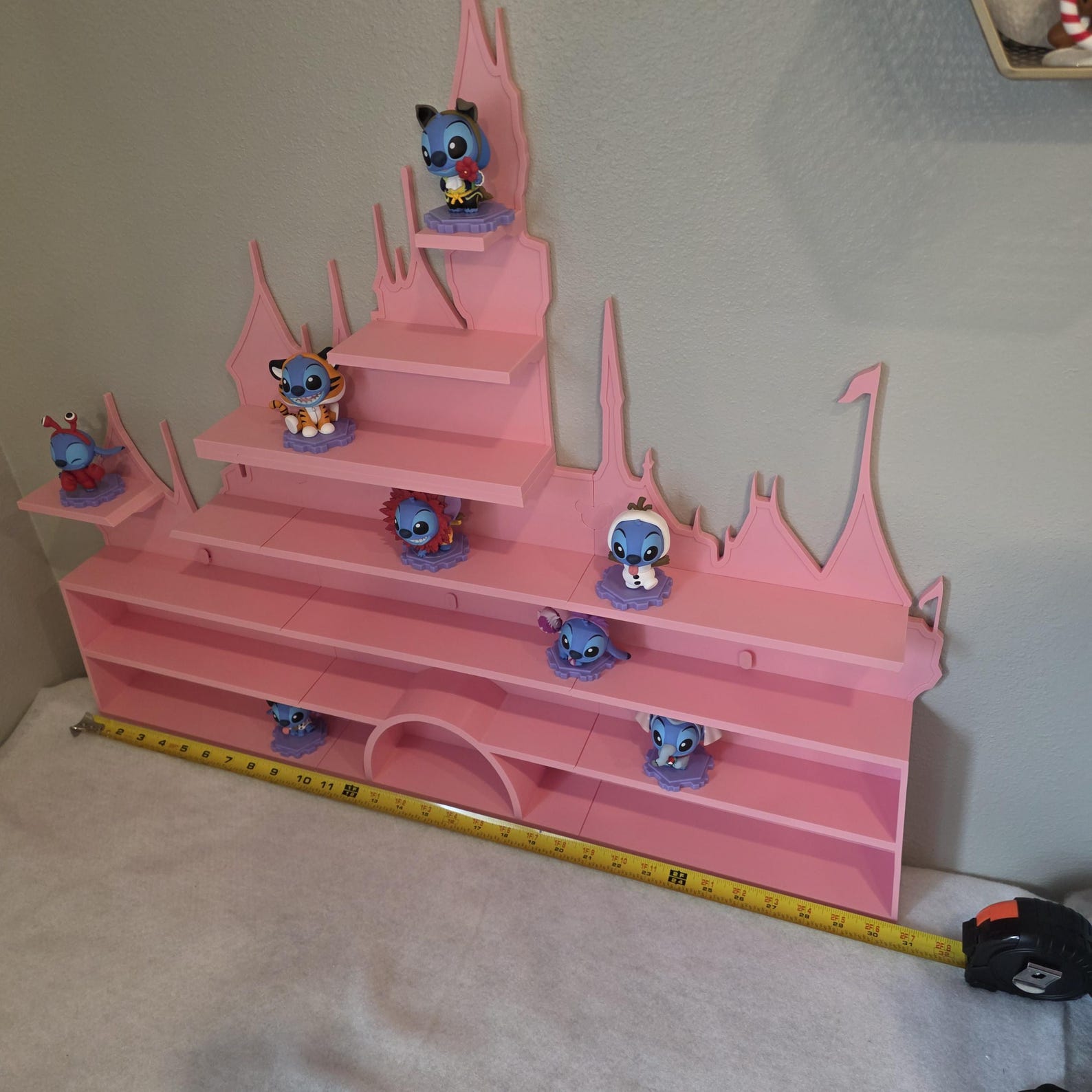 Large Castle Display Shelf | 3D Printed Pink Castle Wall Display | Fits ...