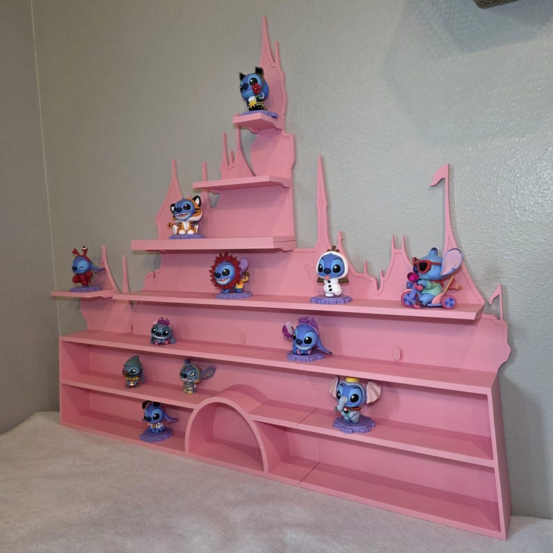 Large Castle Display Shelf | 3D Printed Pink Castle Wall Display | Fits ...
