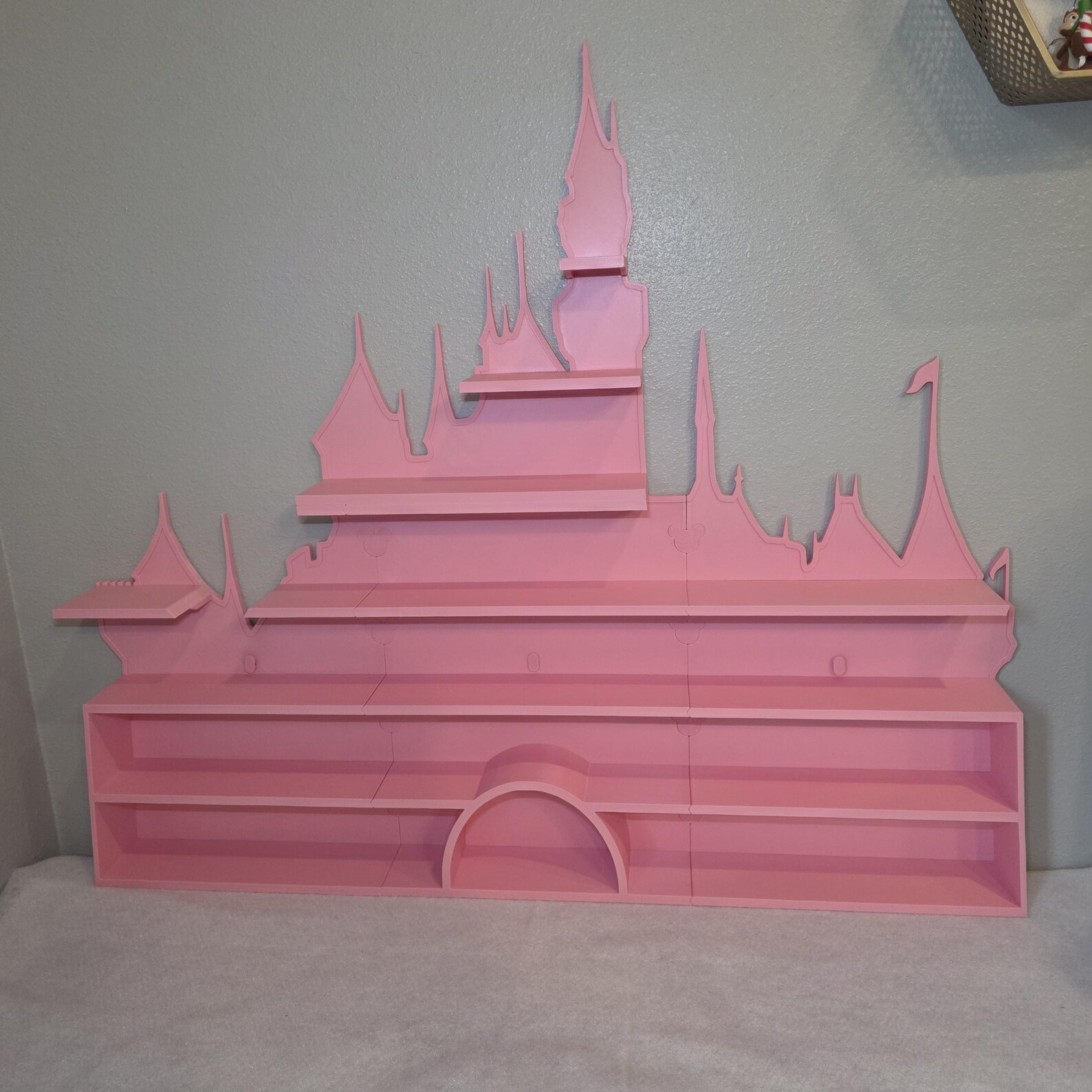 Large Castle Display Shelf | 3D Printed Pink Castle Wall Display | Fits ...