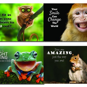 Oospecka Designs Motivational & Inspirational divertidos carteles de animales para aulas, oficinas o dormitorios juego de 4 11x17