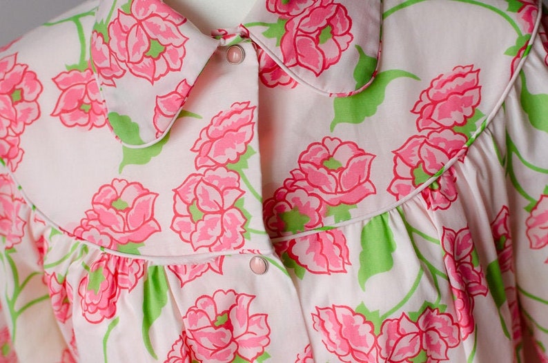Vintage 1960s Sears Comfort Coat Housedress House Coat Muumuu Mid Mod Floral Mumu Nightgown