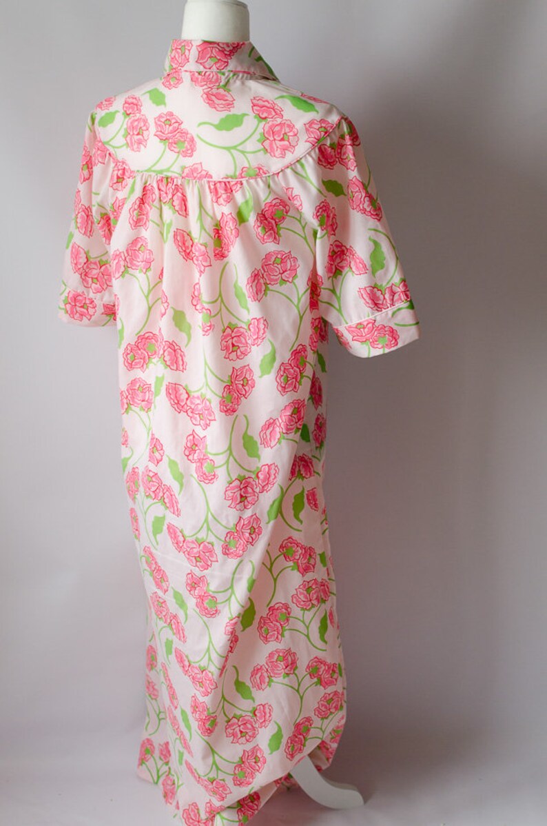 Vintage 1960s Sears Comfort Coat Housedress House Coat Muumuu Mid Mod Floral Mumu Nightgown