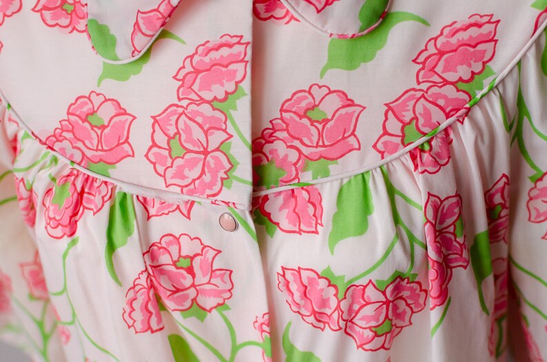 Vintage 1960s Sears Comfort Coat Housedress House Coat Muumuu Mid Mod Floral Mumu Nightgown
