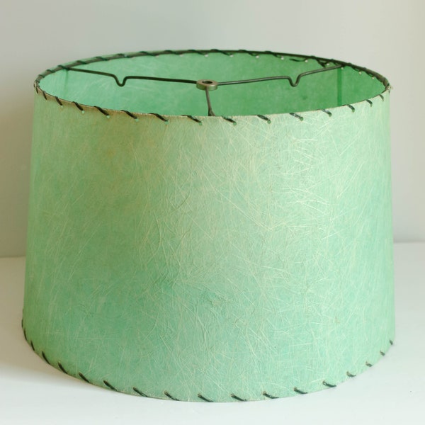 1960s Turquoise Green MCM Mid Century FIBERGLASS VINTAGE Lamp Shade Boho Retro Lighting