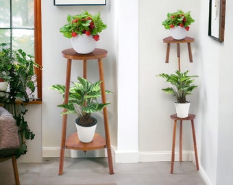 Plant Stand Indoor Tall,2 Tier Convertible Wooden Flower Stand,Planter Stand,Multi-purpose Plant Shelf Indoor for Living Room Balcony Garden