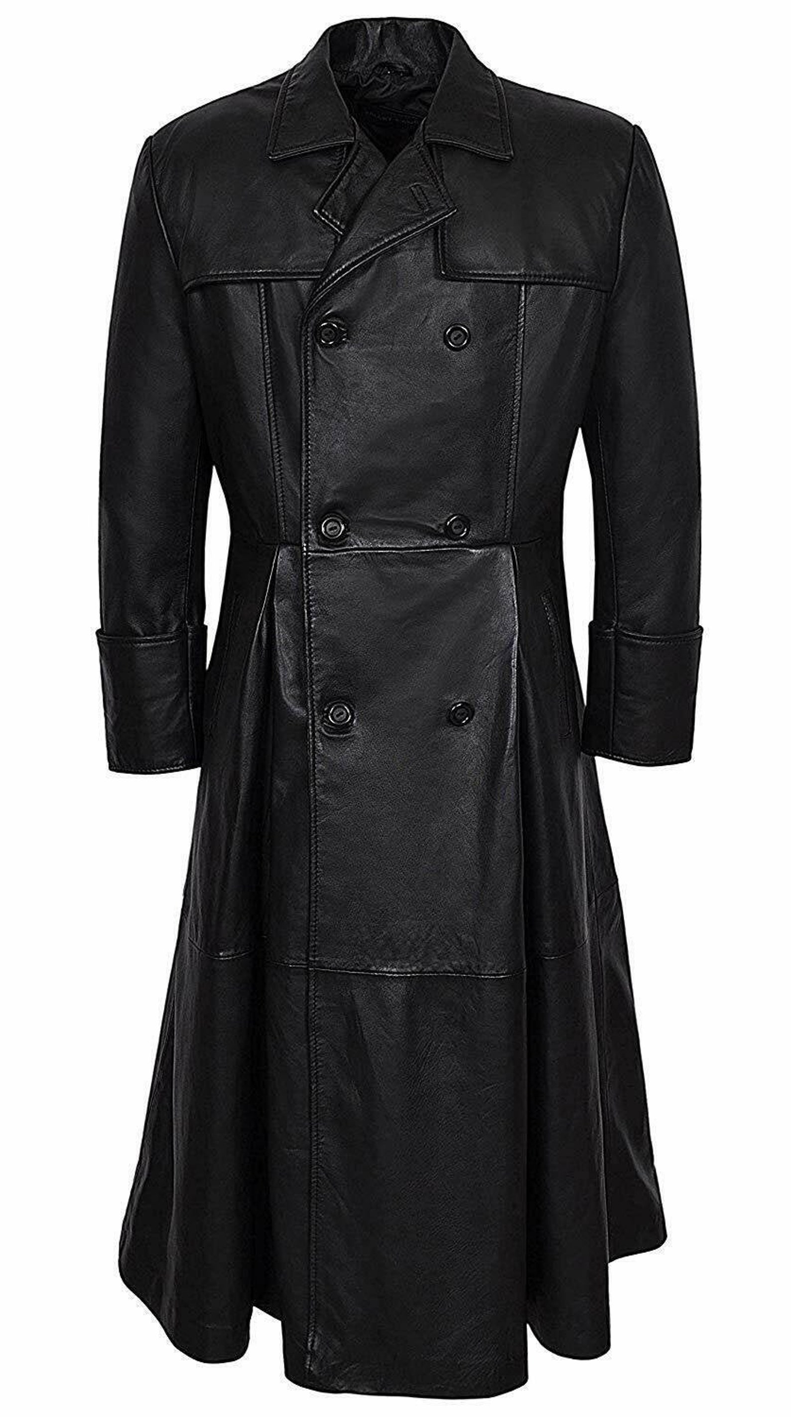 Long Leather Trench Coat Duster Steampunk Victorian Fantasy Style / Matrix Morpheus Full Length
