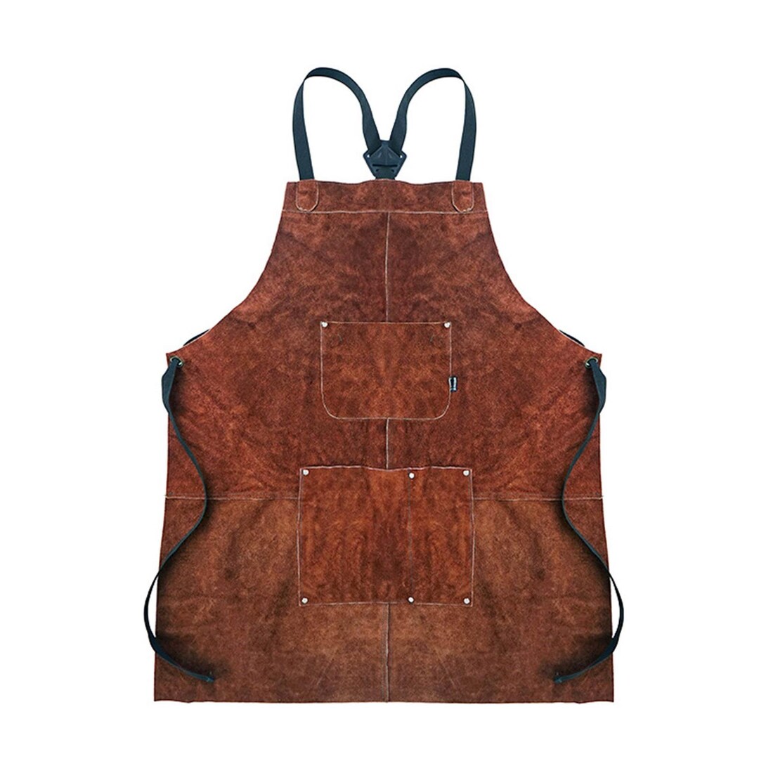 BBQ Leather Apron 2layer Oil Resistant Antiwear Apron for Home