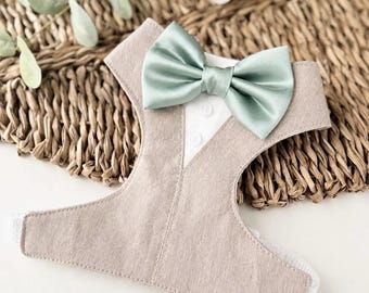 Dog Tuxedo Harness with Satin Bow Tie: Custom Wedding Attire