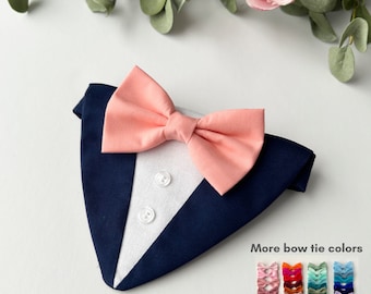 Custom Dog Wedding Tuxedo Bandana, Adjustable Bow Tie Collar for Pets