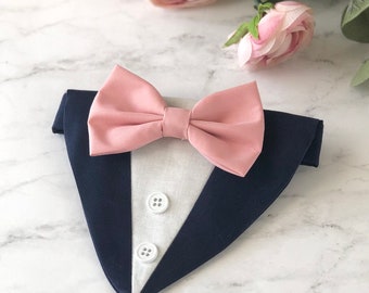 Dog wedding tuxedo, Dusty rose bow tie, Dusty rose bow tie dog tuxedo, Dog wedding attire,
