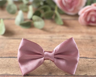 Dog wedding bow tie, Dusty rose satin dog bow tie, Dog wedding bow tie, dog wedding attire