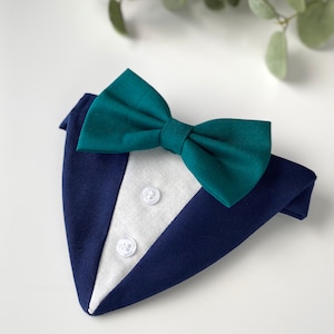 Teal wedding bow tie dog tuxedo. Teal wedding bow tie, Black dog tuxedo, Navy dog tuxedo, Gredy dog tuxedo, Dog wedding attire