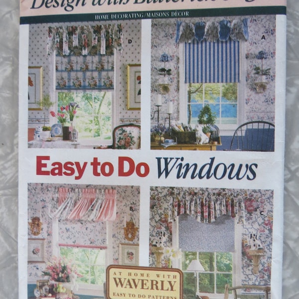 Butterick 6434 / 224 Easy to do Windows: 4 Valances & Shade 1992 Home Decorating At Home With Waverly Sewing Pattern
