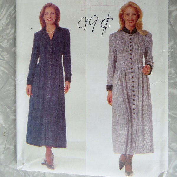 Butterick Easy 5080 Full Button Front Midi Length Dress Shirt Dress Jessica Howard Misses Sizes 6 8 10 UNCUT Vintage 1990s Sewing Pattern