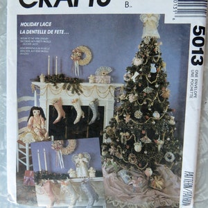 McCalls Crafts 5013 P250 668 Holiday Lace Victorian Christmas: Tree Skirt, Angel Tree Topper, Wreath Garland Ornaments UNCUT Sewing Pattern
