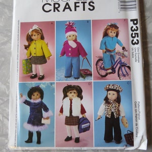 6 cute outfits UNCUT NEW McCall/'s 3474 American Girl 18/" doll clothes pattern