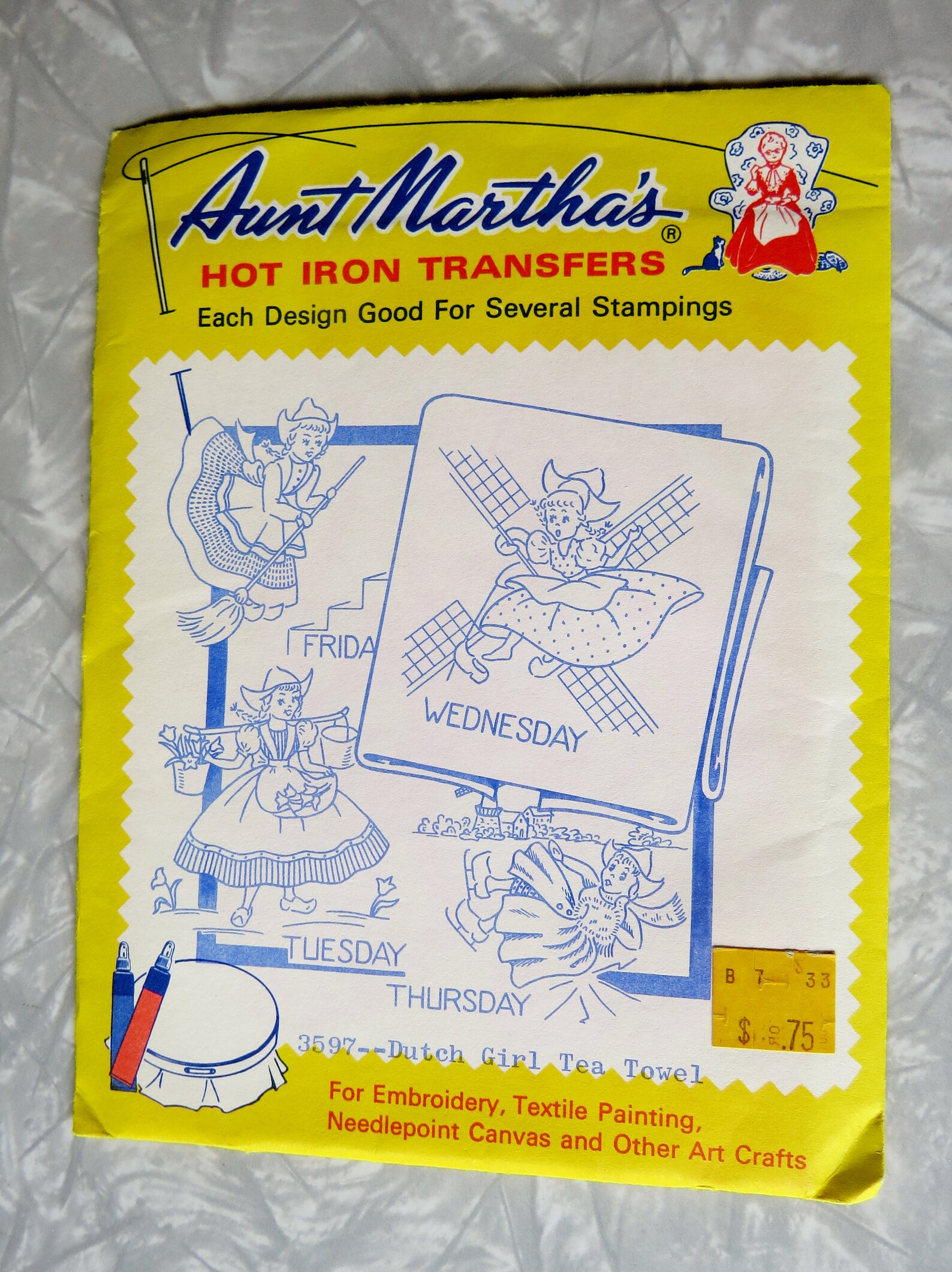 Aunt Martha's Hot Iron Transfers Embroidery Patterns Days - Etsy