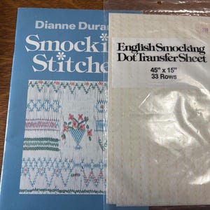 SMOCKING STITCHES by Diane Durand Booklet 1005 & Little Miss Muffet Yellow Smocking Dot Transfer Sheet New In Package