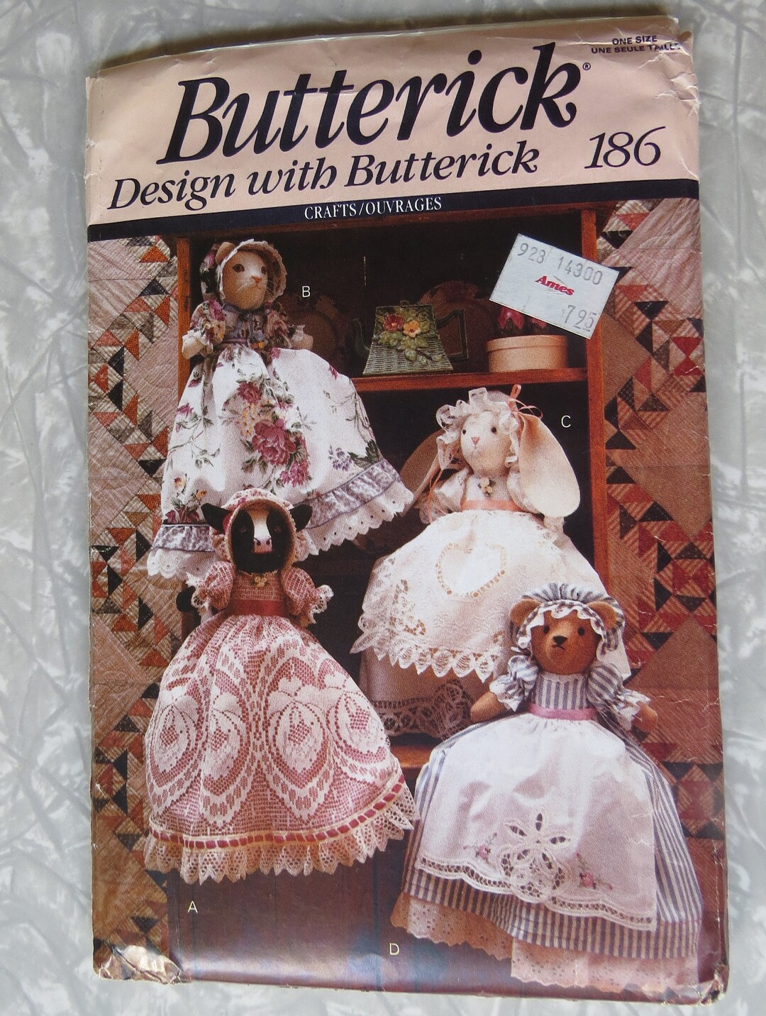 Butterick 5826 186 Pillow-case Animal Dolls- Cat Bear Bunny Rabbit ...