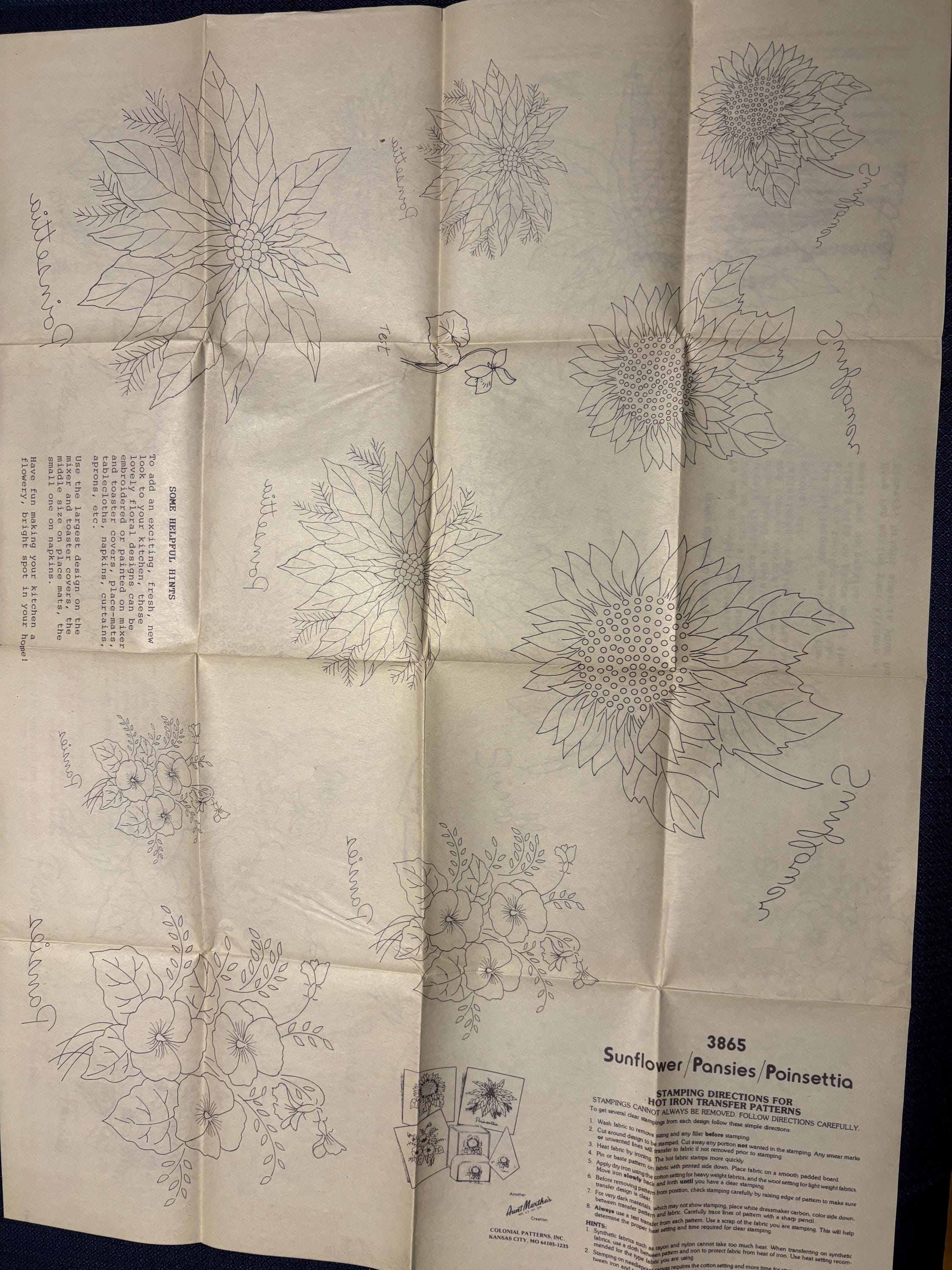 Vintage Aunt Martha's Hot Iron Transfer Embroidery Patterns -pick: 3818 ...