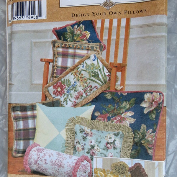 Simplicity Home 9683 Design Your Own Pillows - Square Rectangle Sofa Mitered Neck Roll Hearts Rounds Bed Shams UNCUT Ff Sewing Pattern 2001