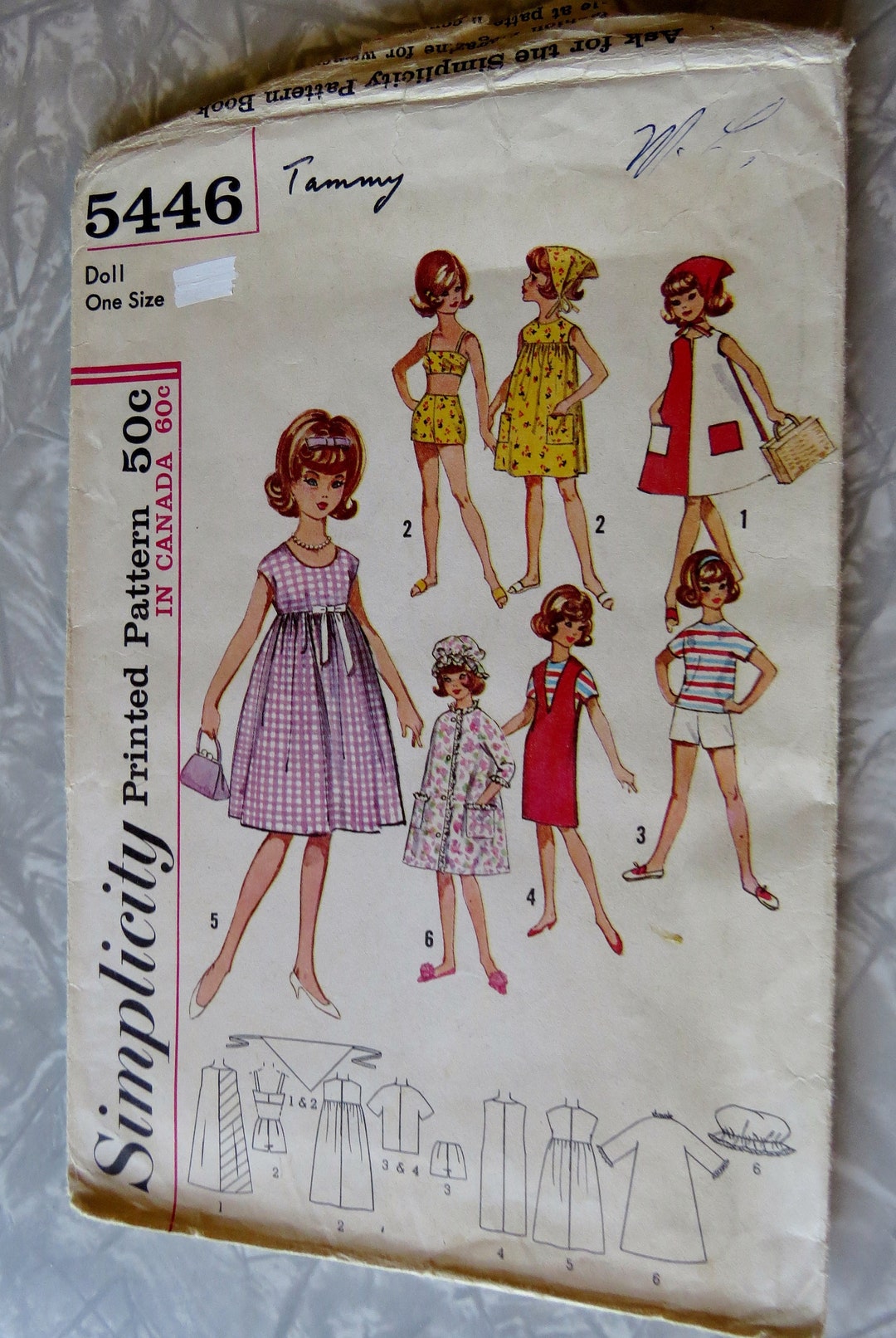 Simplicity 4883 TAMMY 12" Vintage Fashion DOLL Fabric Sewing