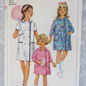 Original 1960s Simplicity 6427 Lined Double Breasted Coat or Robe, Pockets Child Girl's 4 Br 23 UNCUT Ff Vintage Sewing Pattern