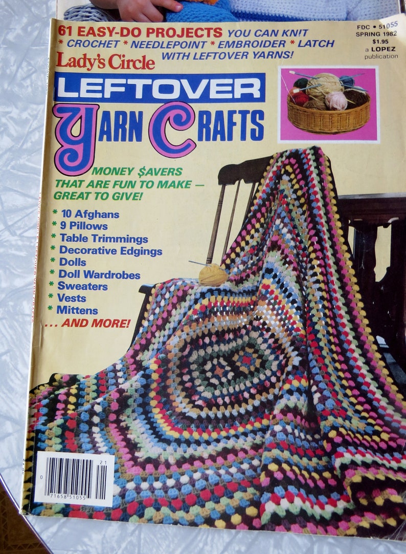 Lot of 4 Vntge Craft Pattern Magazines Crochet World Lady's Circle Leftover Yarn Crafts Knitting Crocheting Guide Decorating & Craft Ideas image 4