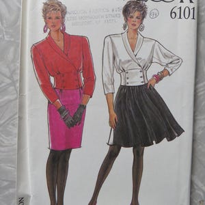 New Look 6101 Jacket or Top with Buttoned Mid Band, Straight and Full Skirts Misses Sizes 8-18 Sewing Pattern UNCUT Ff