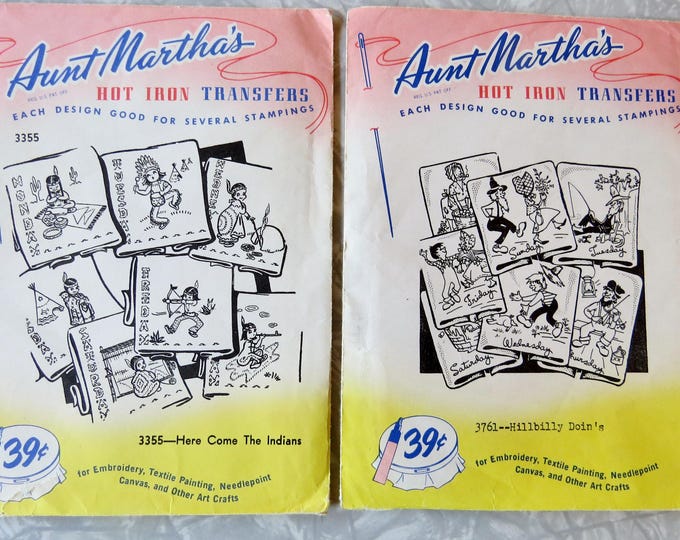 Vintage Aunt Martha's Hot Iron Transfers Embroidery Patterns U Pick ...